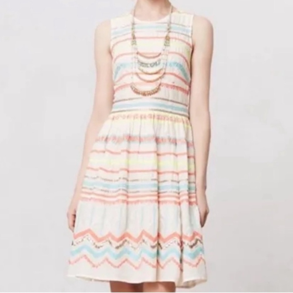 Plenty By Tracy Reese Sunglow Stripes Embroidered Dress